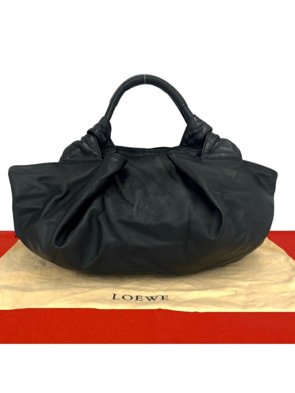 Loewe Nappa Aire Anagram Logo Leather Tote Bag Black